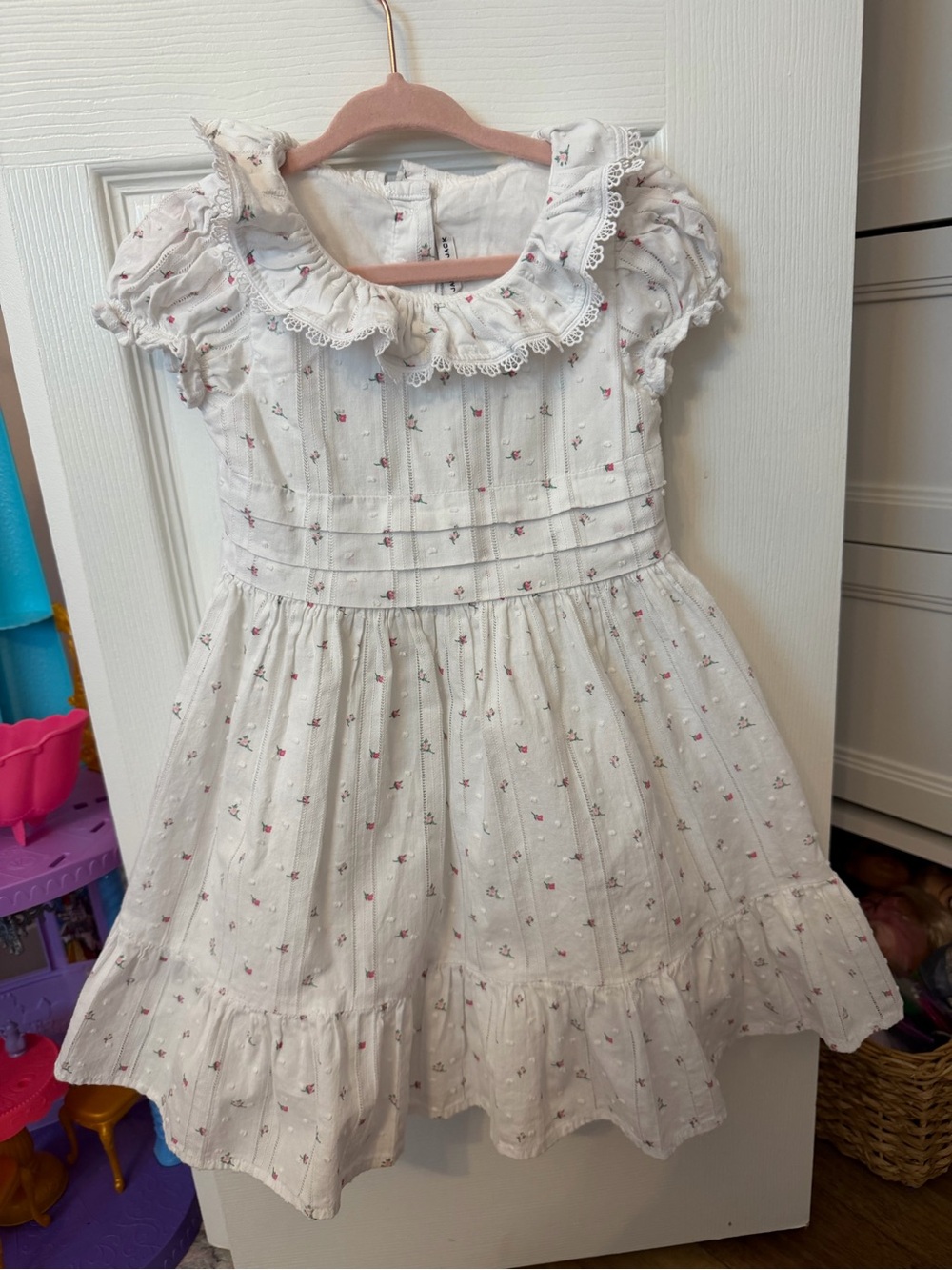 Janie and Jack White Dress with Pink Floral Accents